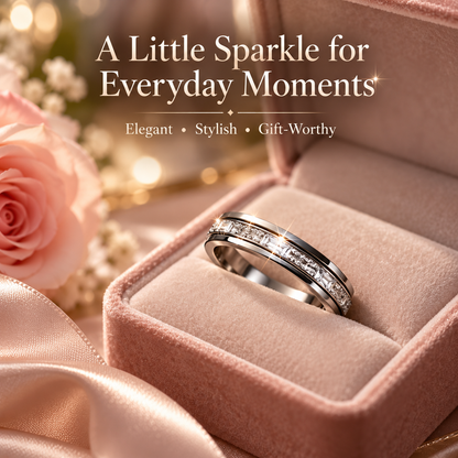 ✨ Sparkle Spinner Fidget Ring – Stylish Rotating Ring for Busy Hands 💍