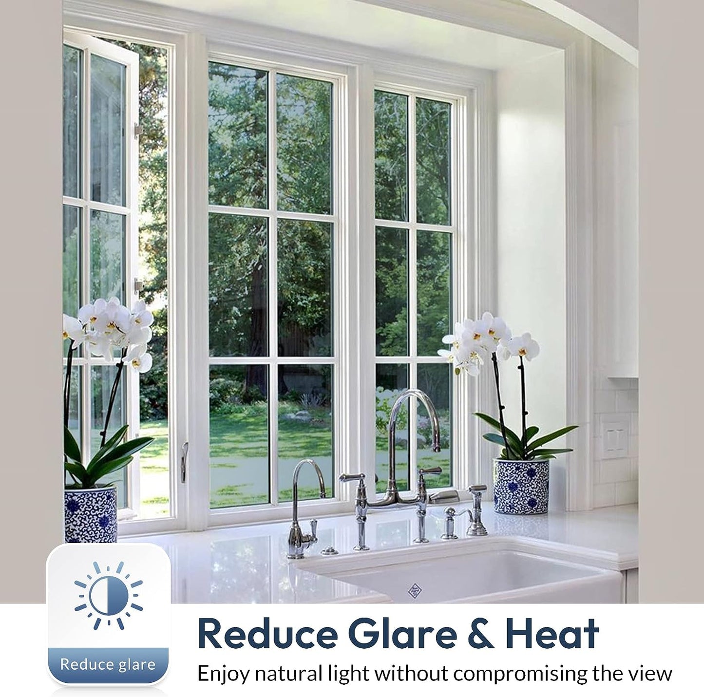 🔥2026 New arrivals - Window Privacy Film, Static Cling Removable Window Tint, Sun and UV Blocker for Glass Doors, Reflective Mirror Privacy Film