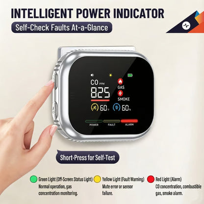 ⚡Smart 6-in-1 Gas Detector – CO Smoke & Gas Leak Alarm With LCD Display