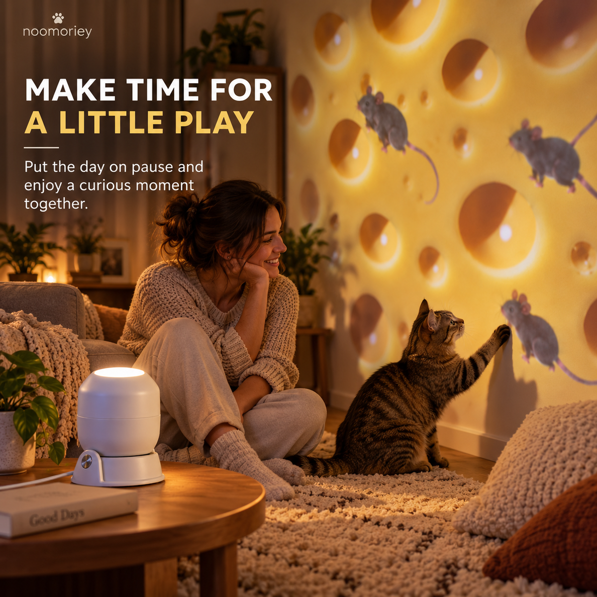 🎄Cheese & Mouse Cat Projector – Indoor Fun for Curious Cats