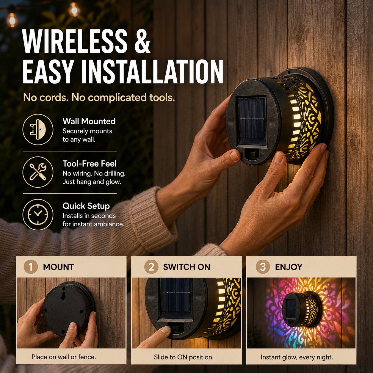 🏡Mandala Pattern Solar Wall Light Garden Yard Ambient Lighting