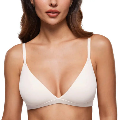 Women's Inbarely Triangle Bralette Plunge Unlined Seamless Bra No Underwire Sexy Comfortable Everyday
