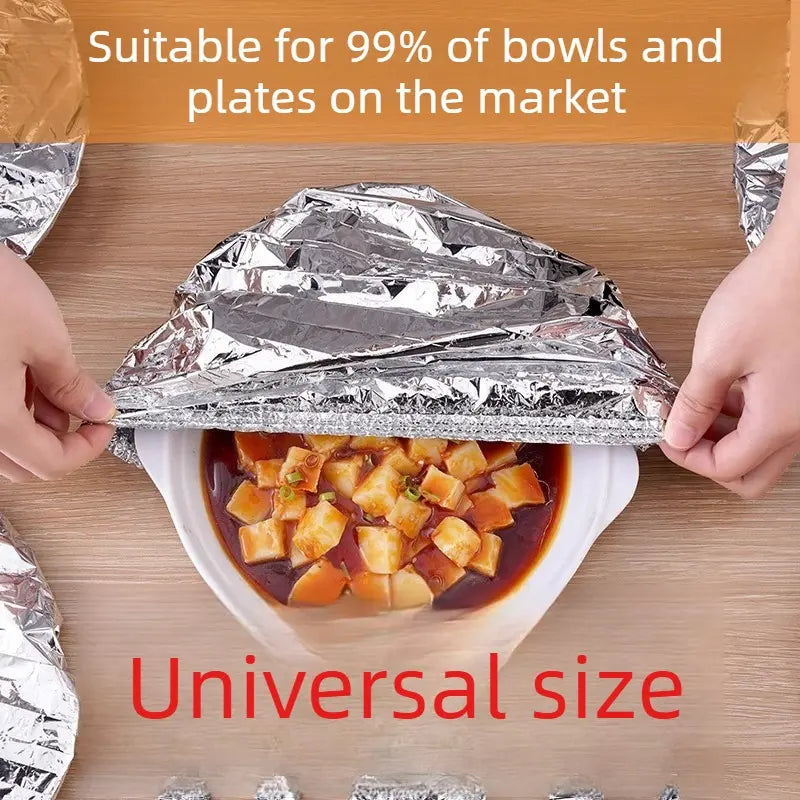 50PCS Aluminum foil heat-retaining cover for home dining tables and food containers; kitchen freshness preservation and insulation