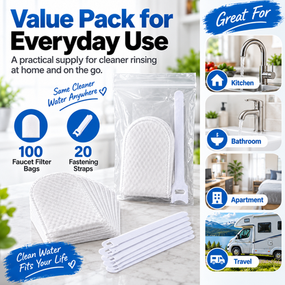 💧 50-Pack Faucet Filter Bags – Fine Cotton Fiber Tap Filters for Everyday Water Use