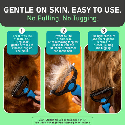 🔥Double-Sided Pet Rake – Deshedding Tool for Dogs & Cats 🐶🐱