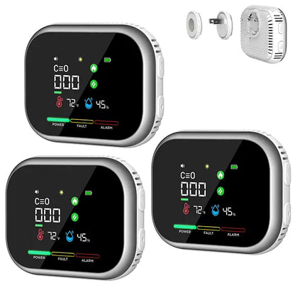 ⚡Smart 6-in-1 Gas Detector – CO Smoke & Gas Leak Alarm With LCD Display