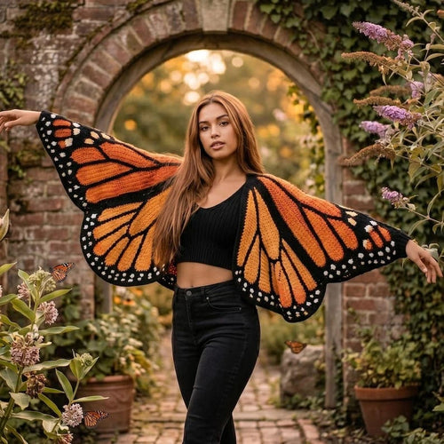 Limited edition of 120 pieces-Monarch Butterfly Cardigan – Handcrafted Statement Piece 🦋