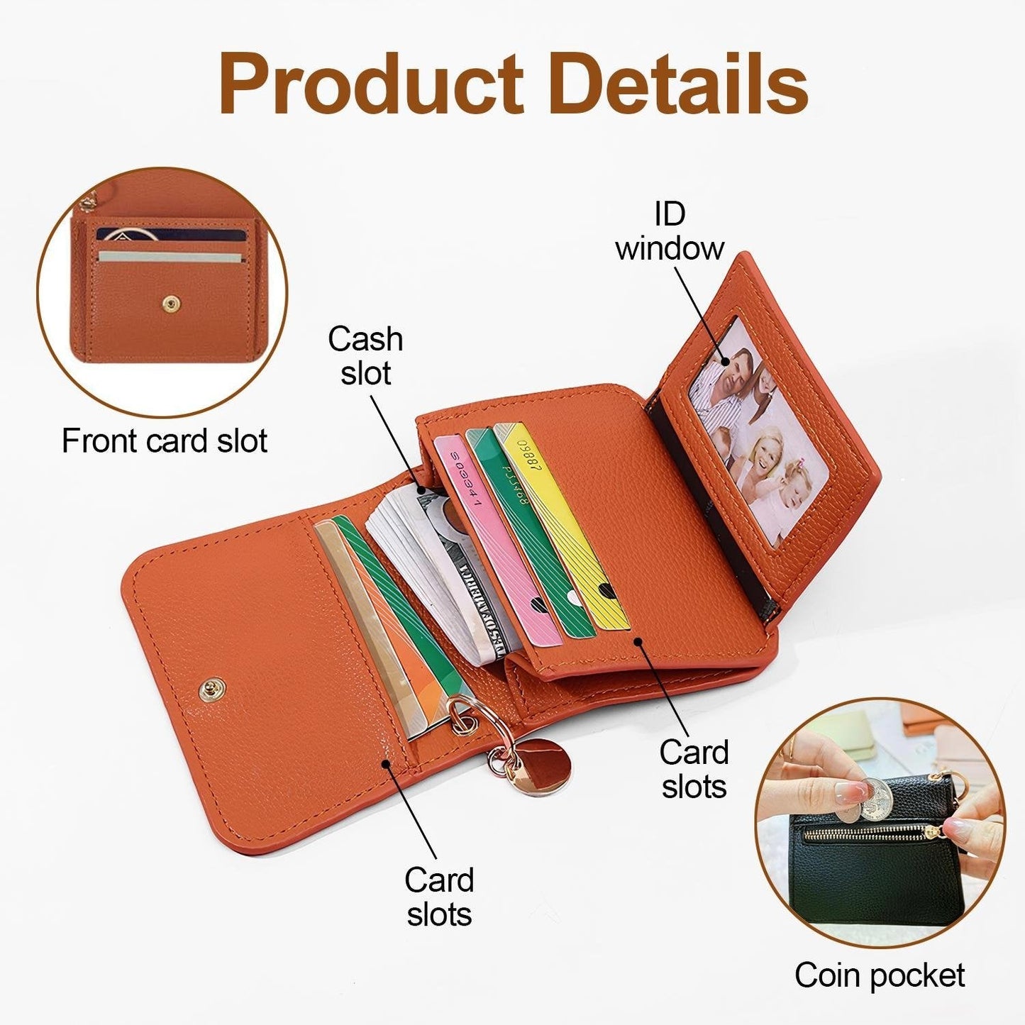 ⚡RFID Short Wallets for Women – Fashionable Card Holder with Key Ring & Coin Purse