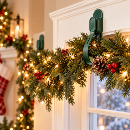 🎄 6ps-Adjustable Christmas Wreath Hanger – Peel, Adjust & Hang Holiday Décor with Ease ✨
