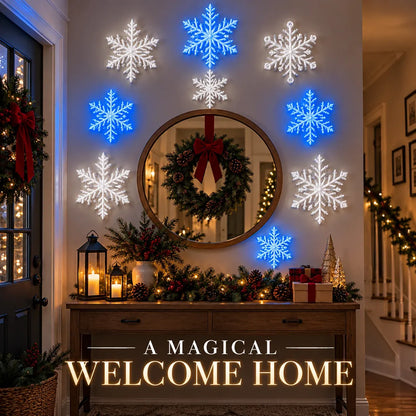 ⏳ Last Day 49% OFF – ❄️❄️ LED Snowflake Wall Lights | 3D Christmas Snowflake Décor with Blue & White Glow, Remote Control & Magical Indoor Holiday Atmosphere ✨