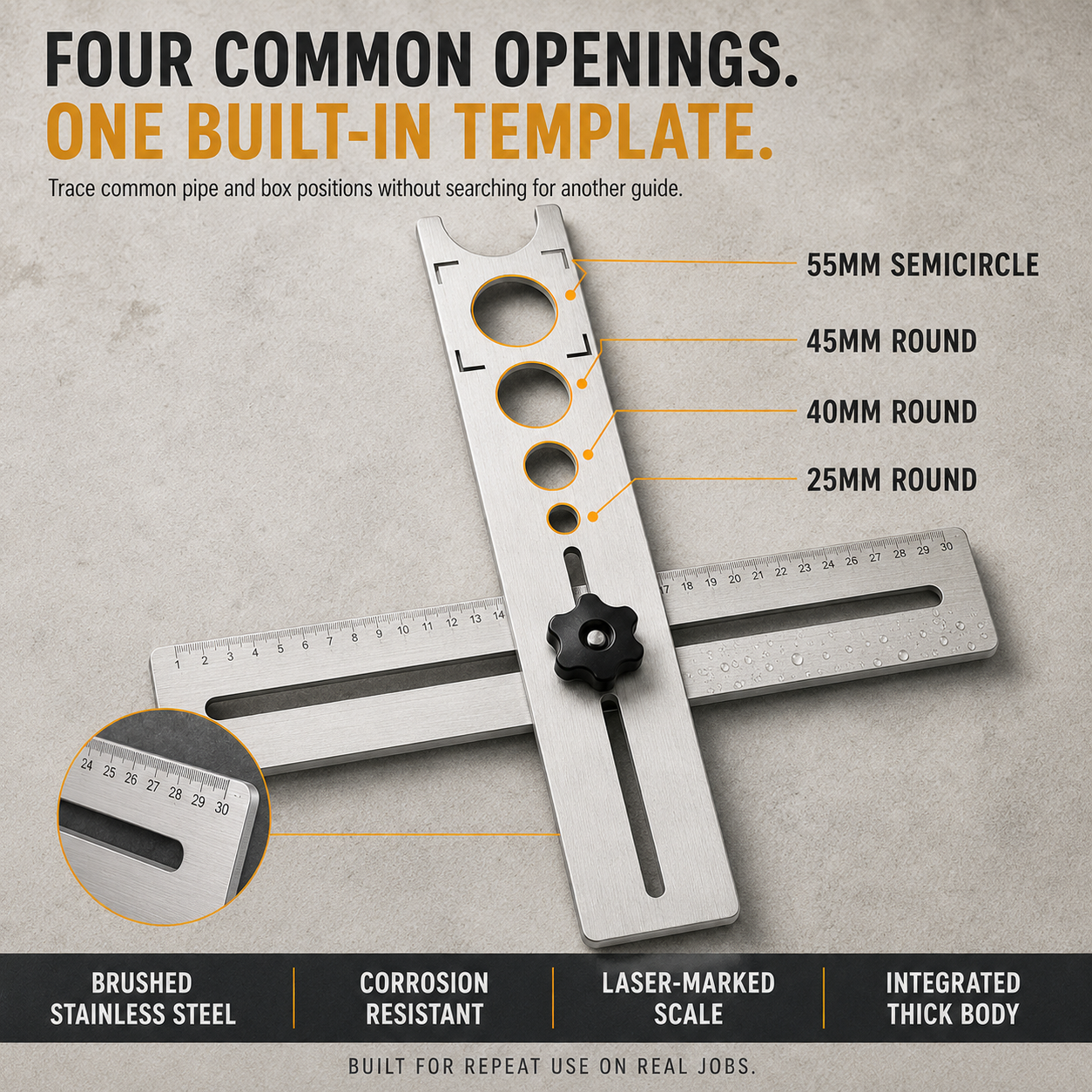 📐 Adjustable Tile Hole Positioning Ruler – Precise Multi-Hole Measuring & Marking Tool (40cm/60cm)