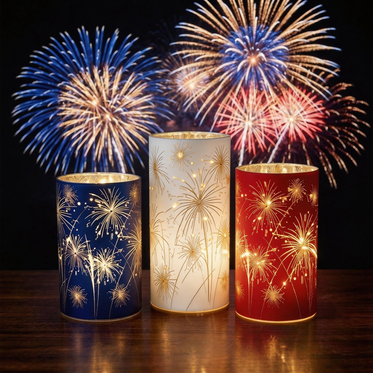 🔥Celebration Firework Lanterns – Premium Patriotic Red, White & Blue Trio