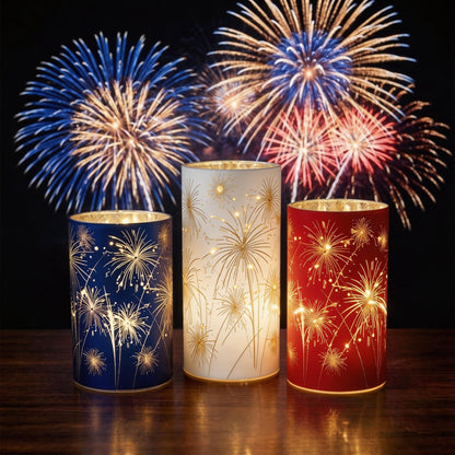 🔥Celebration Firework Lanterns – Premium Patriotic Red, White & Blue Trio