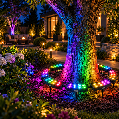 🌈 Solar RGB Tree Ring Light – 7-Color Outdoor Landscape Uplighting