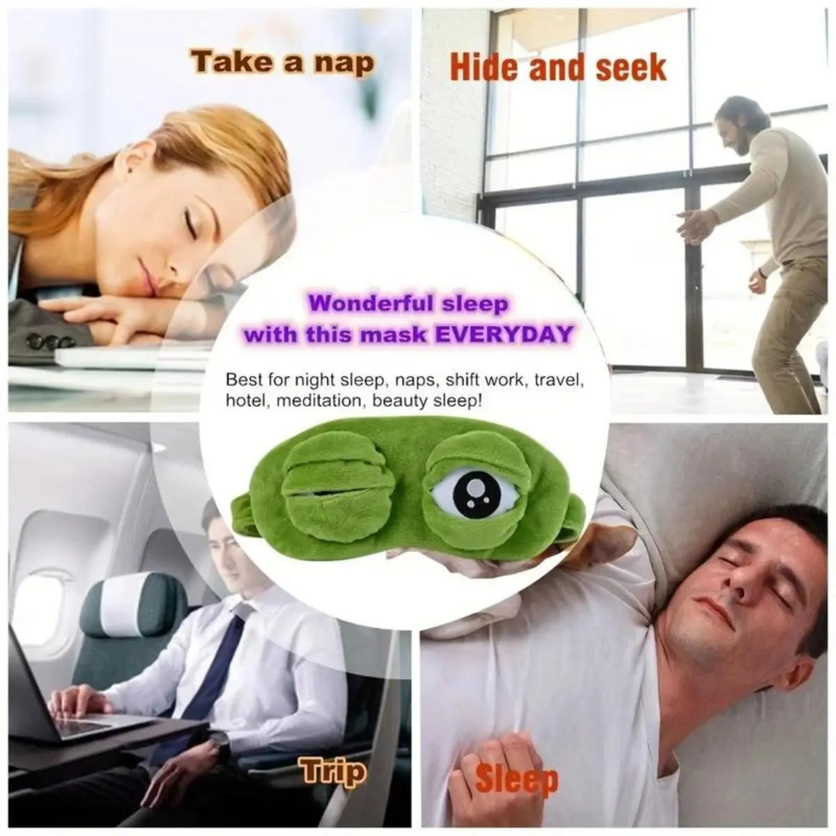 3D Frog Sleep Mask, Soft Cartoon Eyeshade for Men and Women, Portable Blindfold for Travel, Napping, and Winter Home Relaxation SpringStatements