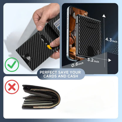 🎁Wallet for Men- Pop Up Case, Cash Slot, and Credit Card Slot - Aluminum Wallet with RFID Blocking, Minimalist Leather Wallet Front Pocket with ID Window