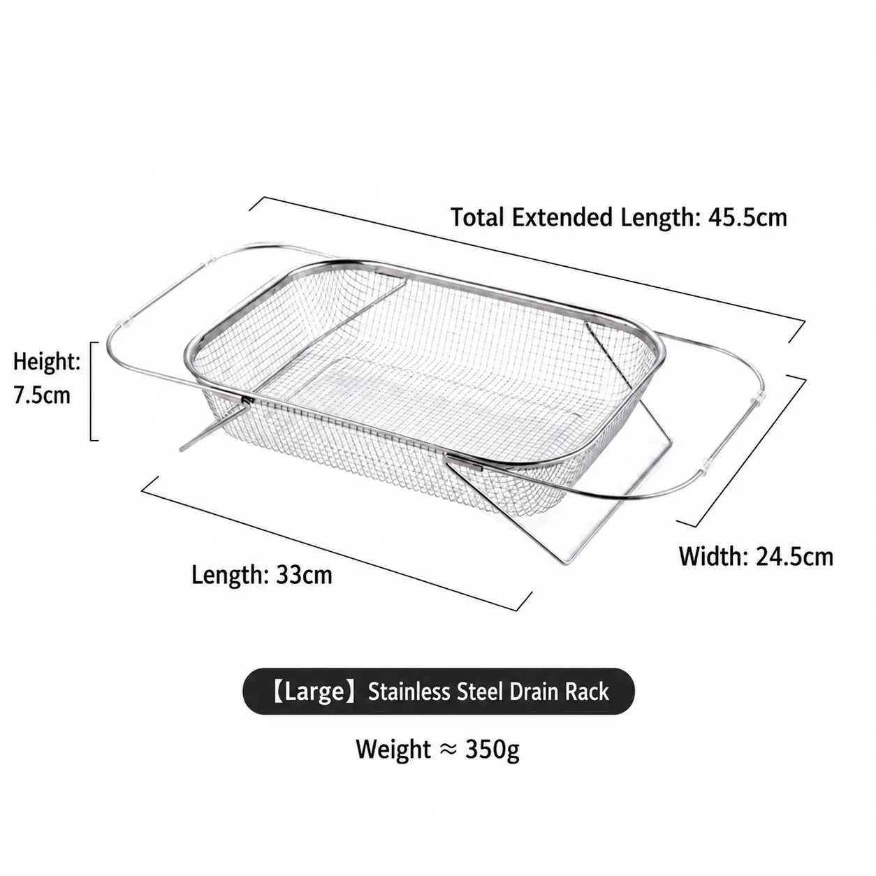Stainless Steel Expandable Over-The-Sink Colander Strainer Basket