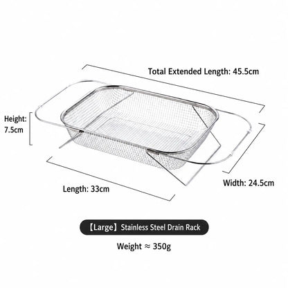 Stainless Steel Expandable Over-The-Sink Colander Strainer Basket