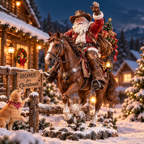 🤠🎄 Home for Christmas Cowboy Santa – Rustic Western Holiday Memory Keepsake