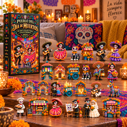 🎁Pueblo del Día de Muertos 2026 – 24-Day Day of the Dead Collectible Countdown Calendar with 24 Unique Miniatures
