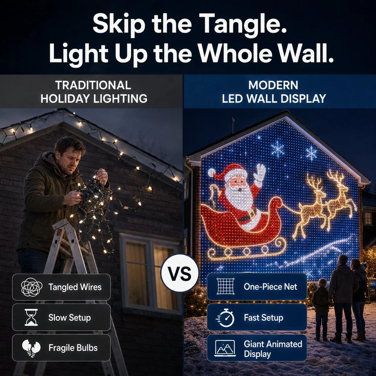 🎅🏠Christmas LED House Net & Smart Outdoor Wall Curtain Light✨