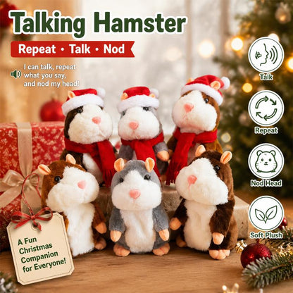 🐹💝70% OFF!!!-Ready for Christmas!🎄🎁Talking Hamster Plush – repeats whatever you say, auto head-shaking, hilarious fun for kids & adults
