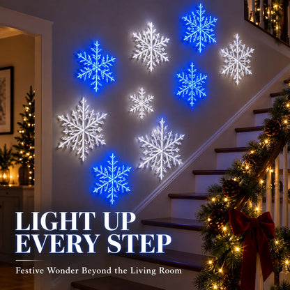 ⏳ Last Day 49% OFF – ❄️❄️ LED Snowflake Wall Lights | 3D Christmas Snowflake Décor with Blue & White Glow, Remote Control & Magical Indoor Holiday Atmosphere ✨