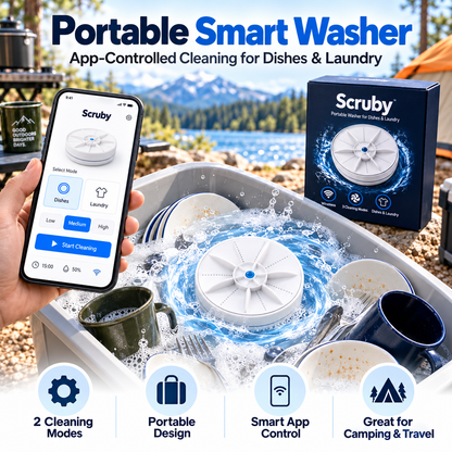💦Smart Portable Washer – App-Controlled Dish & Laundry Cleaning Device