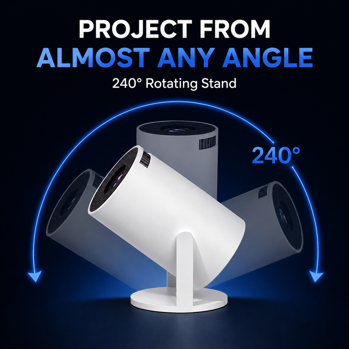 Smart Mini Projector – Native 1080P HD, 4K Supported, Portable Home Theater with WiFi & Bluetooth