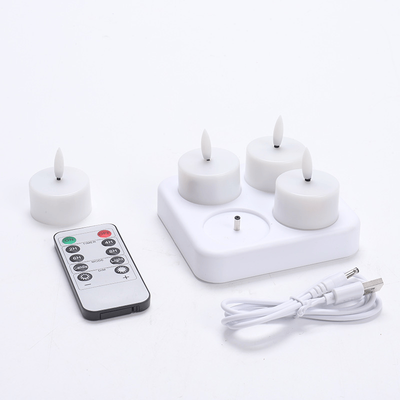 🕯️Rechargeable Flameless LED Tea Lights, Charging Station & Remote Included, Flickering Fake Candles, Safe No Flame Candle for Home, Wedding, Festival & Emergency Lighting