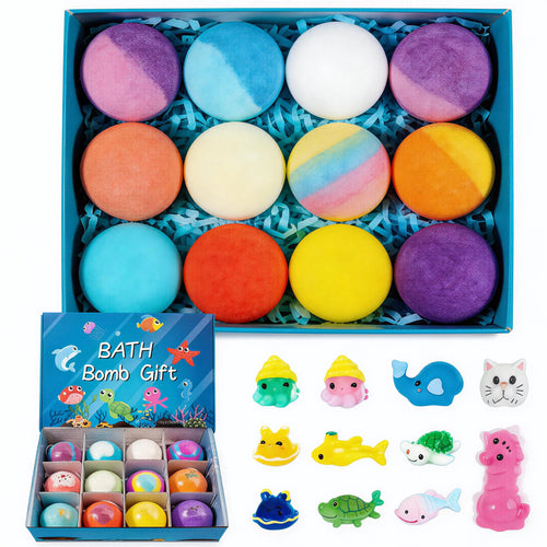 Bath Bombs for Kids with Surprise SPRING Inside, 12 Pack Kid Bath Bombs Gift Set,Easter Basket Stuffers for Boys Girls BubbleBath