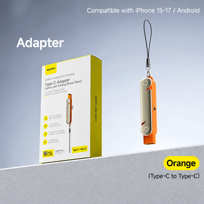 ⚡ 240W 2-in-1 USB-C Fast Charging Cable with Rotating Phone Stand