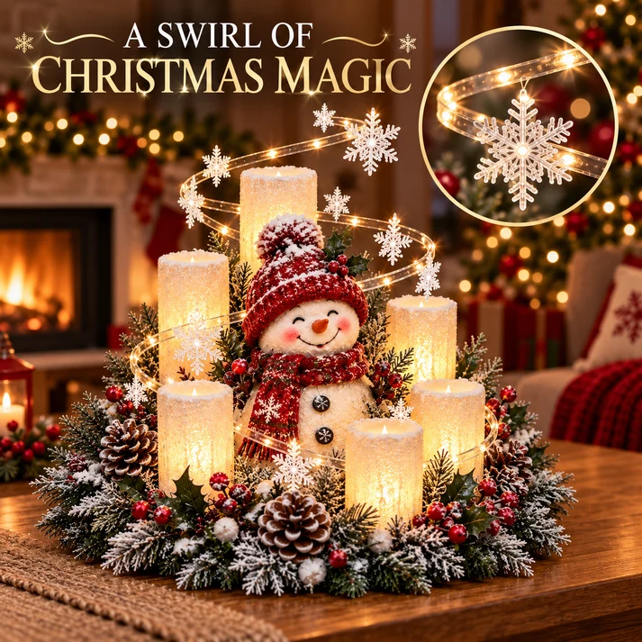 🎄 Glowing Christmas Centerpiece with Warm Flameless Candlelight ✨🕯️