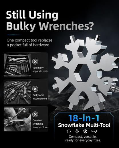 🔧 18-in-1 Snowflake Multi-Tool Wrench | Compact EDC Tool