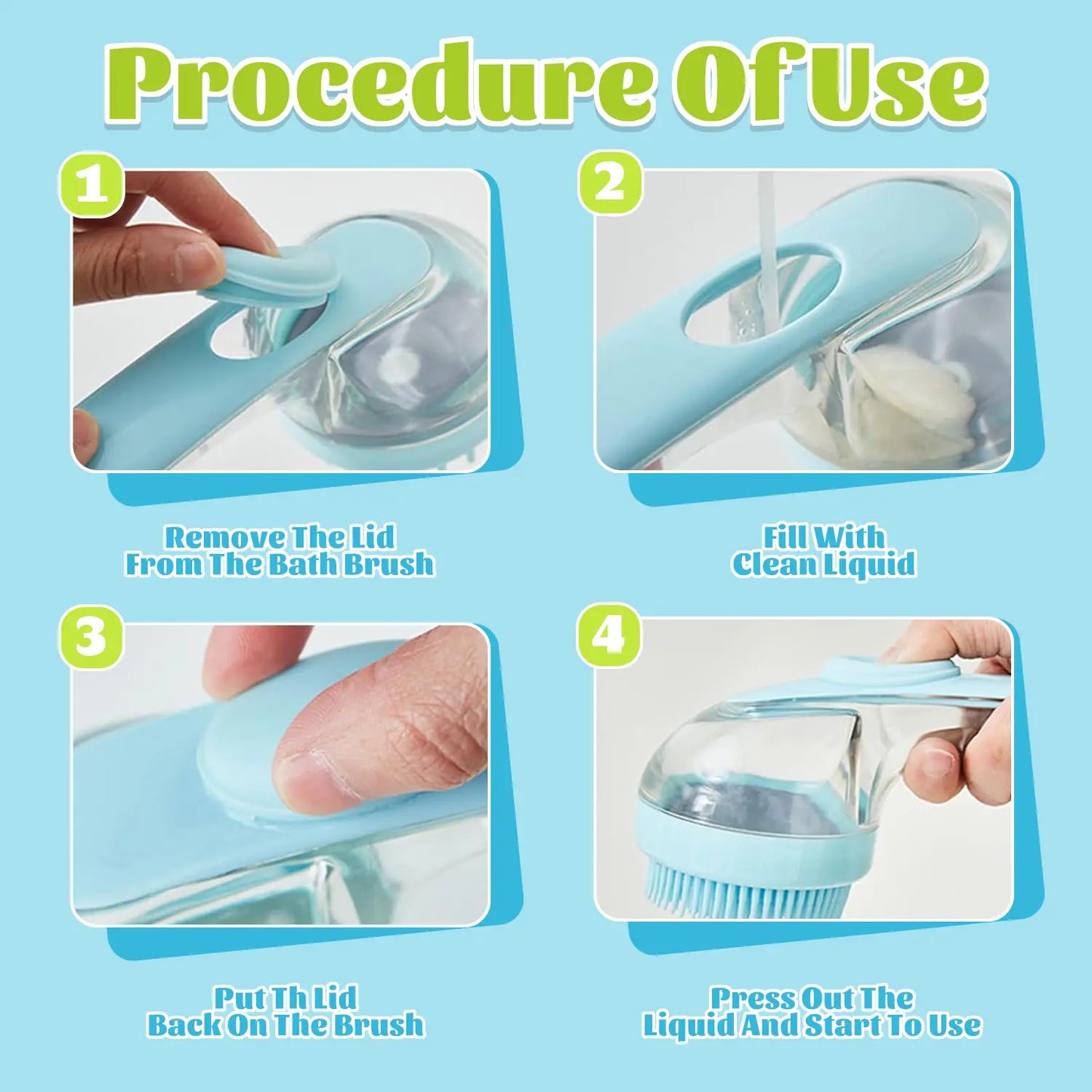 🐾 2-in-1 Pet Bath Brush – Built-in Shampoo Dispenser, for Dogs & Cats
