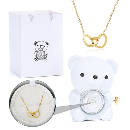 Mother's Day Hot Selling✨Cute Teddy Bear with Preserved Rose--Necklace📿+Eternal Rose🌹+Teddy Bear🧸