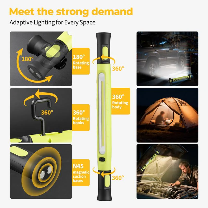 ⚡Under Hood Work Light Bar, 3000LM LED Magnetic Light Bar with Hooks, 5200mAh
