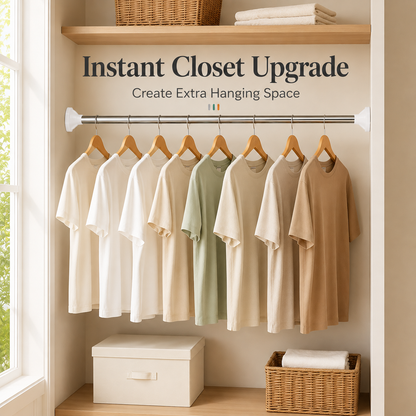 🧺 Expandable Closet Rod – Punch-Free, Adjustable, No Drilling