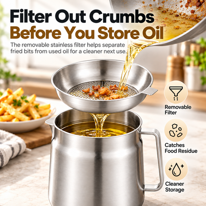 🍟 3-in-1 Stainless Steel Deep Fryer Pot with Oil Filter & Fry Basket