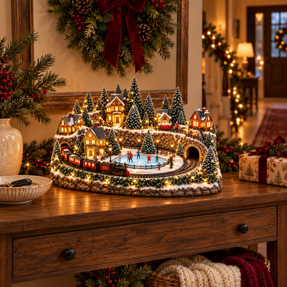 🔥 LAST DAY 49% OFF 🔥 Animated Holiday Train & Ice Rink Scene ✨