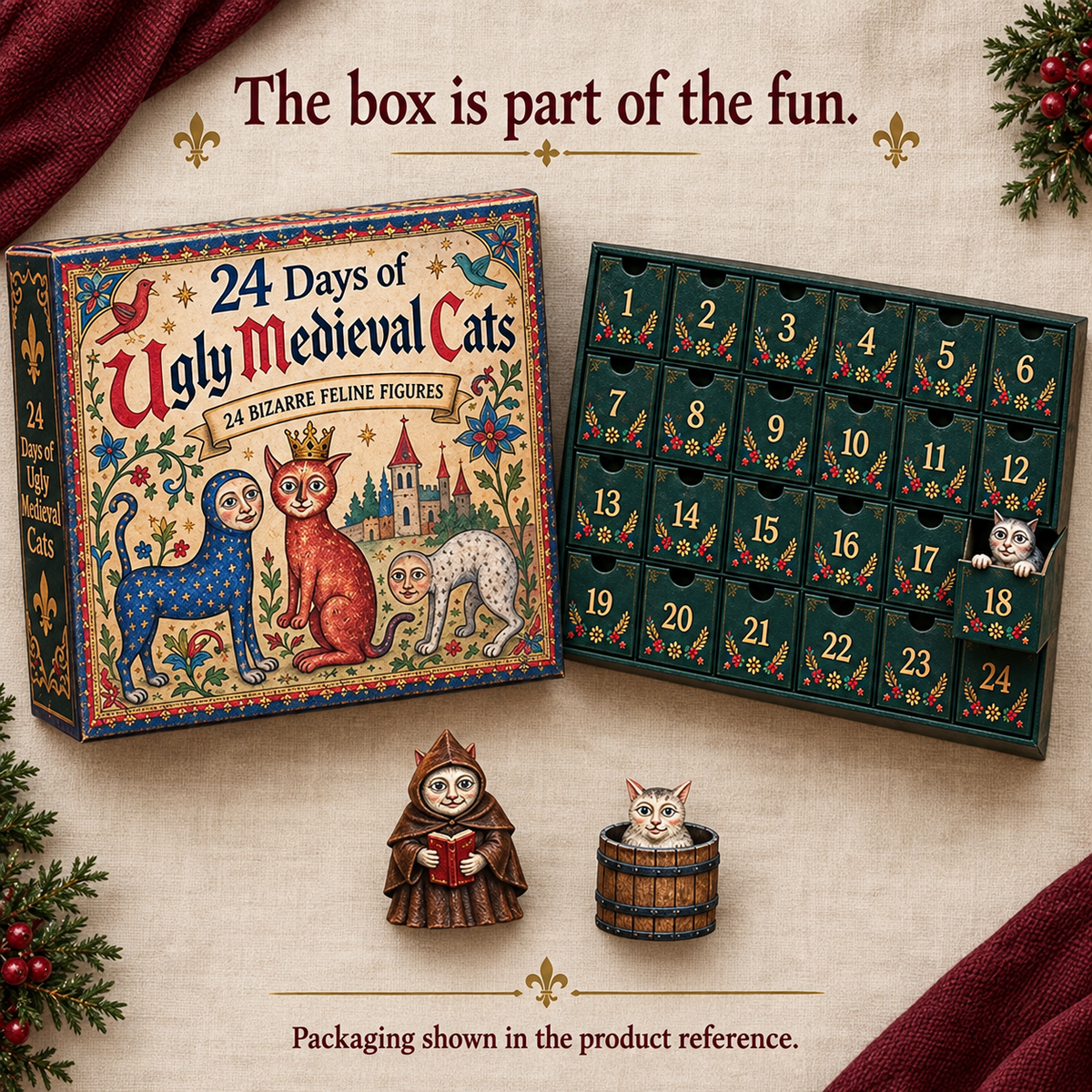 🔥 24 Days of Ugly Medieval Cats – Hilariously Weird Cat Advent Calendar 2026💕