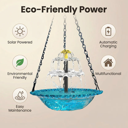 🔥🔥New Year 70% Off--Solar Cascade Hanging Bird Bath Fountain