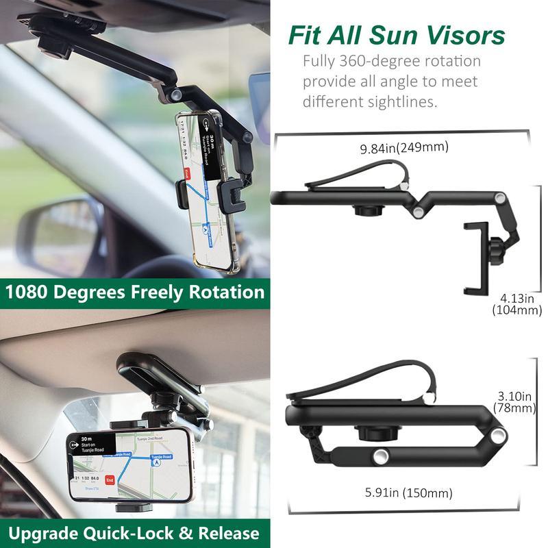 🚗📱 1080° Rotating Car Sun Visor Phone Holder – Adjustable Hands-Free Phone Mount ✨