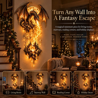 🐉Enchanted Dragonfire Moon Wall Lamp – Fantasy Castle Themed Decor Light for Bedroo