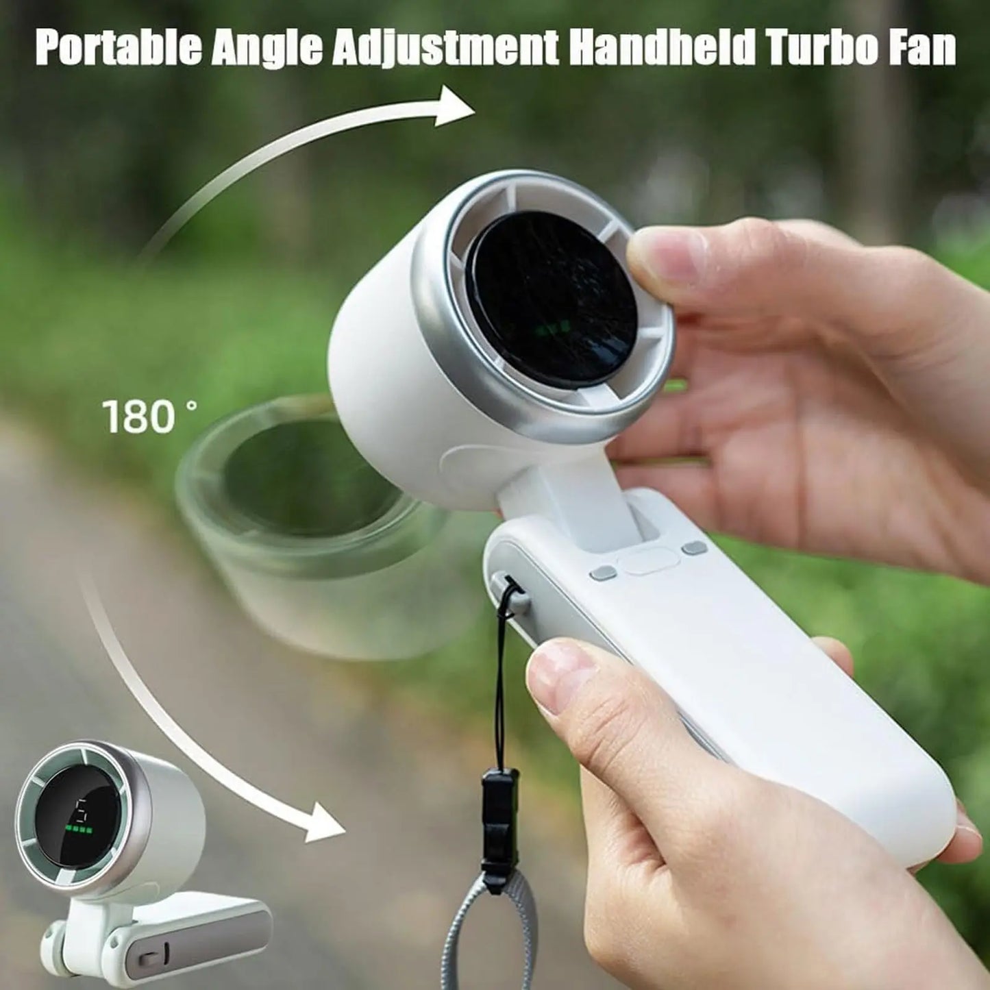🔥Portable Handheld Turbo Fan, 5 Gear Wind, Battery Operated, Up to 12 Working Hours, 3 IN 1 Hand Fan for Outdoor Activities, Travel, Beach