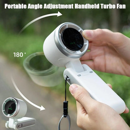 🔥Portable Handheld Turbo Fan, 5 Gear Wind, Battery Operated, Up to 12 Working Hours, 3 IN 1 Hand Fan for Outdoor Activities, Travel, Beach