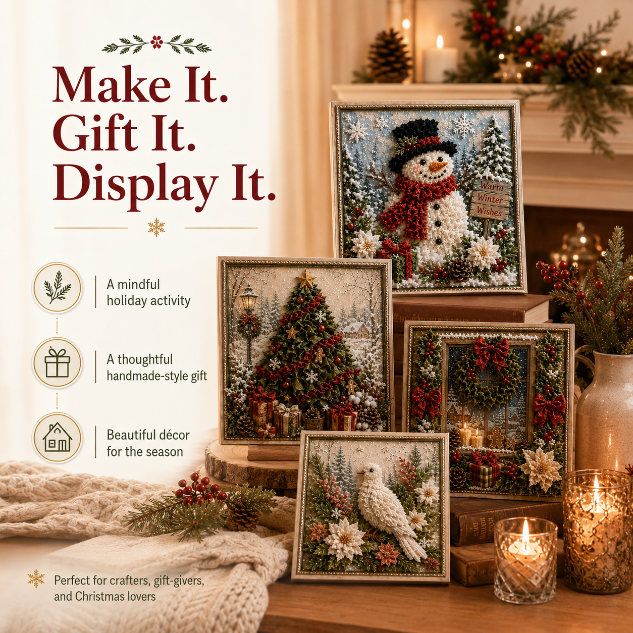 3D Fabric Poke Art Kit – Easy Christmas Craft Kit