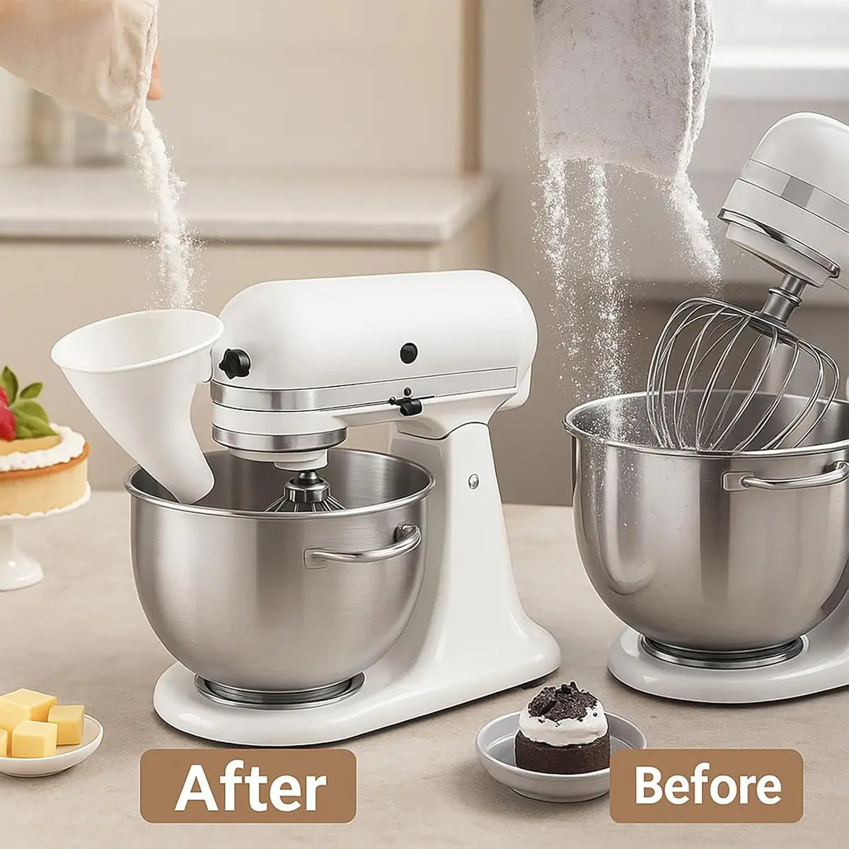 Fathers Day Gifts Flour Funnel for Tilt-Head Stand Mixers, Easy-Pour Flour Funnel for 4.5–5 Qt Bowls, Dishwasher-Safe Baking Accessory for Dry and Wet Ingredients Fathersdaygift