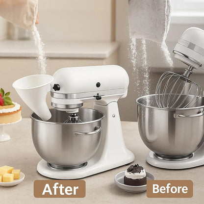 Fathers Day Gifts Flour Funnel for Tilt-Head Stand Mixers, Easy-Pour Flour Funnel for 4.5–5 Qt Bowls, Dishwasher-Safe Baking Accessory for Dry and Wet Ingredients Fathersdaygift