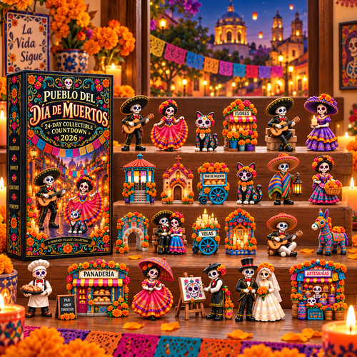 🎁Pueblo del Día de Muertos 2026 – 24-Day Day of the Dead Collectible Countdown Calendar with 24 Unique Miniatures
